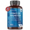 Citrate de Magnésium 1480mg - 240 Gélules Vegan 8 mois - Contient 440 mg de Magnésium Élémentaire Pur - Pour lÉnergie, la 