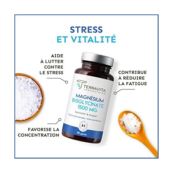 MAGNÉSIUM BISGLYCINATE + Vitamine B6 | Forme Naturelle Brevetée Albion® | Biodisponibilité Maximale Sans Effet Laxatif | Cont