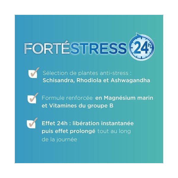 Forté Pharma - Forté Stress 24h | Magnésium Marin, Ashwagandha, Rhodiola, Vitamine B | Angoisse, Anxiété, Charge Mentale - An