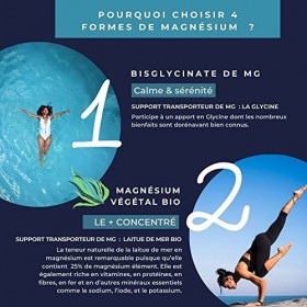 MAGNESIUM B6 |4 Mg Synergiques 1980mg/jour| Bisglycinate + Malate + Végétal bio + chélaté Taurine| 300mg Mg pur/jour |Toléran