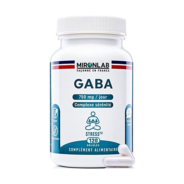 MIRONLAB Gaba Pur 750mg | 120 gélules | Complexe anti stress adulte renforcé en Magnésium & Vitamine B6 | Réduit Stress & Anx