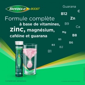 Berocca®Boost - Effet coup de fouet - Aide à réduire la fatigue -Vitamine B12, Guarana, Caféine, Vitamine C et Magnésium, Goû