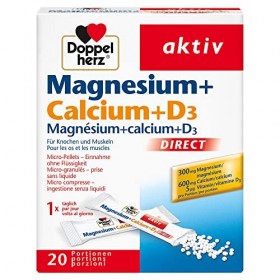 Doppelherz Magnésium + Calcium + D3 Direct – Micro-granulés associant – Le magnésium soutient une fonction musculaire normale