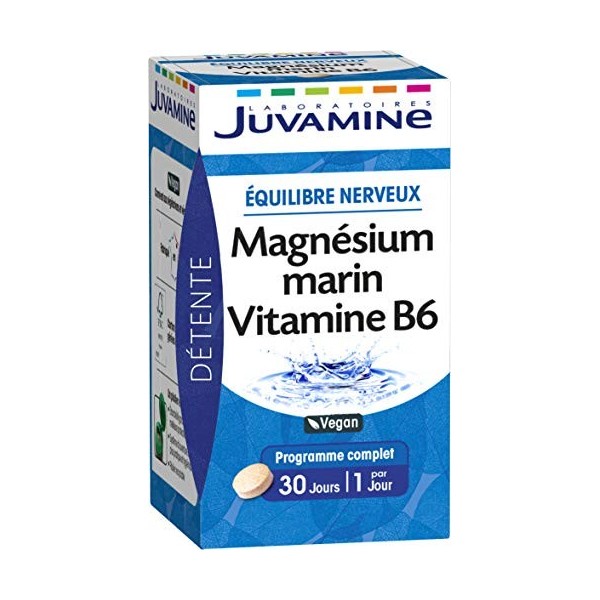 JUVAMINE - Equilibre Nerveux - Magnésium Marin 300mg + Vitamine B6-30 Comprimés