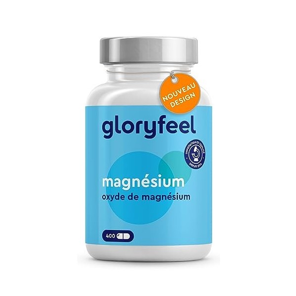 Magnésium Marin 400 Capsules, Oxyde de Magnésium Pur et Fortement Dosé, Contre la Fatigue, Soutient le Système Digestif*, 100