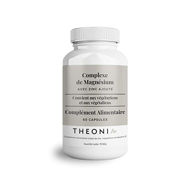 Complément alimentaire Complexe au Magnésium de Theonia à haute concentration 205 mg avec du zinc et de la vitamine D3 – Aide