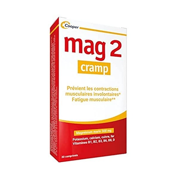 Mag 2 - Crampes - Complément alimentaire à base de magnésium marin, calcium, fer, potassium, cuivre - Crampes, fatigue muscul