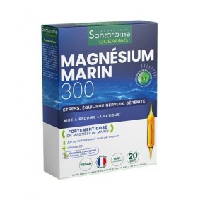 Magnésium Marin 300 mg & Vitamine B6 - Réduit la Fatigue & Diminue la Nervosité - 300mg/jour - 20 ampoules - Made In France -