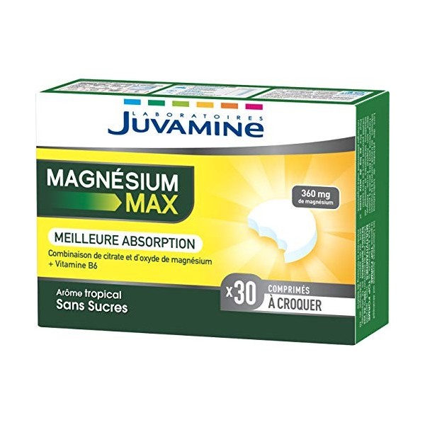 JUVAMINE - Magnésium MAX - Fatigue Passagère - 30 Comprimés à croquer