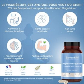 Magnésium + Vitamine B6 | Magnésium Bisglycinate & Magnésium Marin | Anti-Stress & Fatigue | Haute teneur & Absorption | 300m