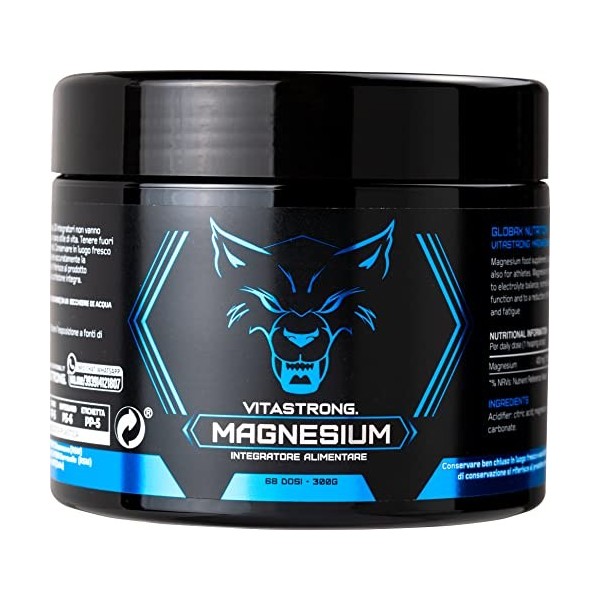 Magnesium Vitastrong - Magnésium en Poudre, Absorption Rapide - Combat Efficacement la Fatigue - Soutient les Muscles, Os et 