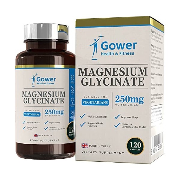 GH Magnesium Glycinate Supplément | 120 Capsules Végétaliennes | Magnésium Soutenir Concentration et Mémoire | Certifié ISO |