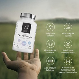 Tryptophane avec magnésium + mélatonine + vitamine B6. Tryptophane pour réduire le stress et linsomnie. Tryptophane avec mél