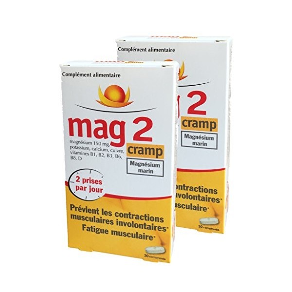 Mag 2 Cramp - Magnésium Marin Prévient Les Contractions Musculaires Involontaires, Fatigue Musculaire 1 Mois De Traitement , 