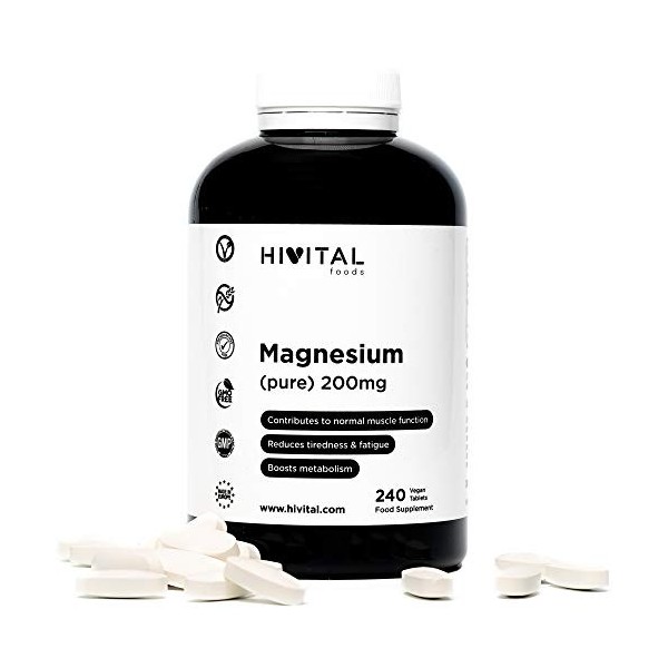 Magnésium pur 200 mg obtenu à partir de Citrate de Magnésium | 240 comprimés végétaliens, 8 mois de traitement | Améliore la 