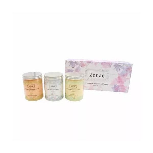 Zenaé Coffret de 3 pots Cristaux de magnésium naturel Spa & Bain 900gr