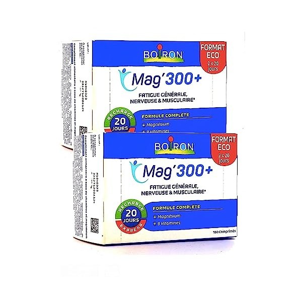 Boiron Mag 300 + - 160 comprimés - FATIGUE GENERALE NERVEUSE et MUSCULAIRE - Lot de 2 Boites de 160 Comp