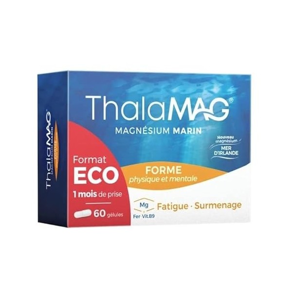 Thalamag fer b9 - Magnésium Marin + Fer + Vitamine B9-4 MOIS de TRAITEMENT - Lot de 4 x 60 gélules 4 