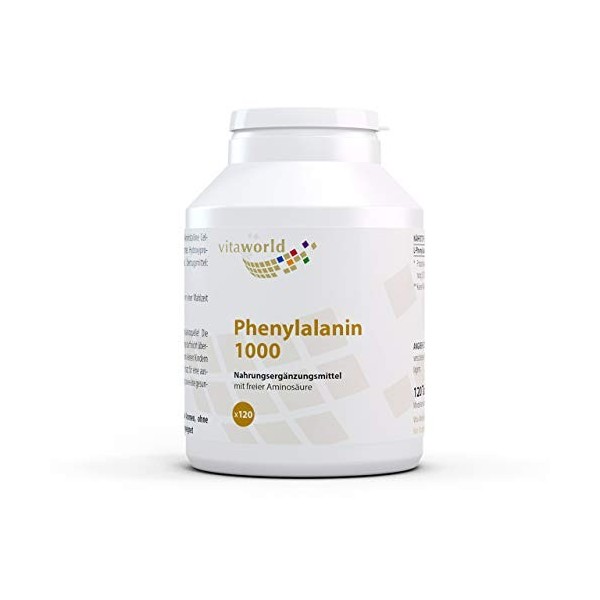 Vita World Pack de 3 L-Phénylalanine 1000 mg 3 x 120 comprimés - végétalien à haute dose et sans stéarate de magnésium