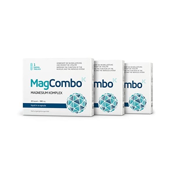 MagCombo lot de 3 – magnésium pur concentré, formule dhuile spéciale pour une absorption maximale, enrichie en vitamines В