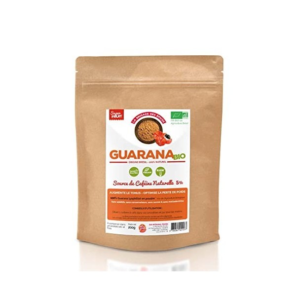 Guarana BIO en poudre - 200g - La Brigade des Épices – 5% de Caféine NATURELLE – SANS maltodextrine & SANS Additifs – Origine