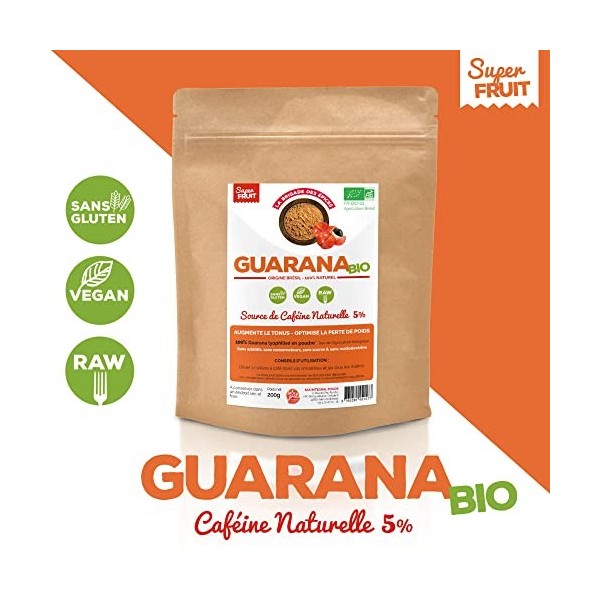 Guarana BIO en poudre - 200g - La Brigade des Épices – 5% de Caféine NATURELLE – SANS maltodextrine & SANS Additifs – Origine