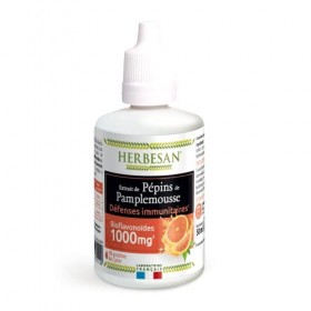 HERBESAN® - EXTRAIT DE PÉPINS DE PAMPLEMOUSSE - Titré en flavonoïdes à 1000 mg - Défenses immunitaires- Flacon compte-goutte 