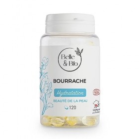 HYDRATATION VISAGE & BEAUTÉ DE LA PEAU - Huile de Bourrache Biologique - 120 capsules - Complément Alimentaire BELLE&BIO - Fa