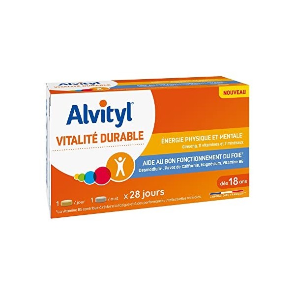 Alvityl - Comprimés Vitalité Durable - Double action Revitalisante & Bien-Etre - 28 comprimés