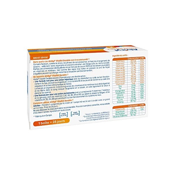 Alvityl - Comprimés Vitalité Durable - Double action Revitalisante & Bien-Etre - 28 comprimés