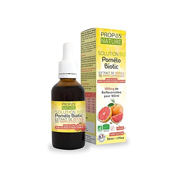Extrait de Pamplemousse Bio - Pomelo Biotic - antioxydant naturel - Dosé à 1200 mg - ProposNature - 50 ml