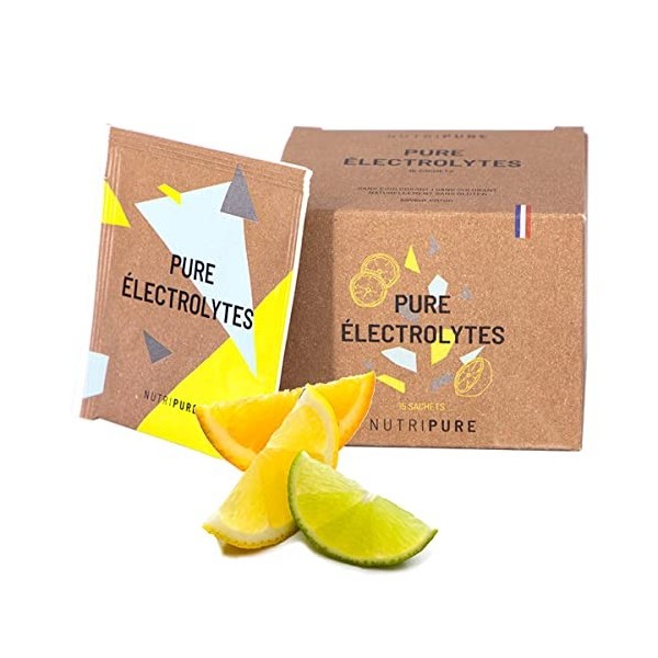 Pure Electrolytes • 5 minéraux essentiels - Na, Ca, Mg, Zinc et K • Arôme naturel Citron non écoeurant • Sucre de canne • Veg