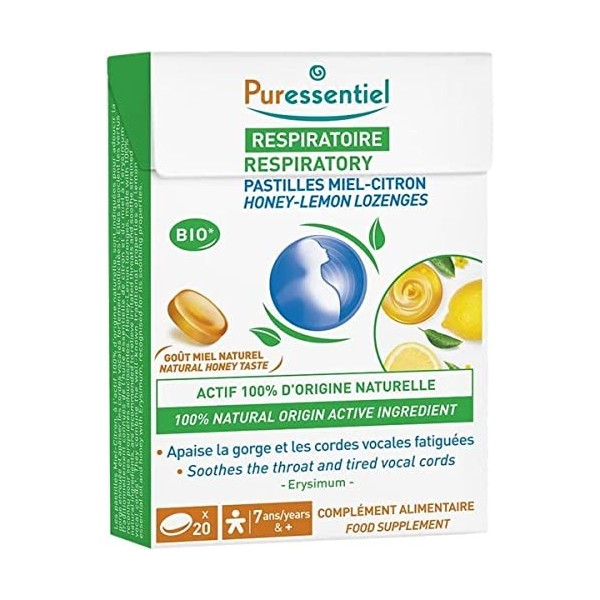 Puressentiel - Respiratoire - Pastilles Miel Citron - A lextrait dErysimum - Apaise la gorge et cordes vocales fatiguées - 