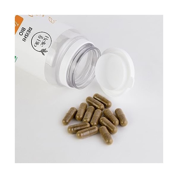 DEFENSES NATURELLES & TONUS - Reishi Bio - 120 Gélules 200 Mg/Gélule Immunité Certifié Bio Par Ecocert Fabriqué en France