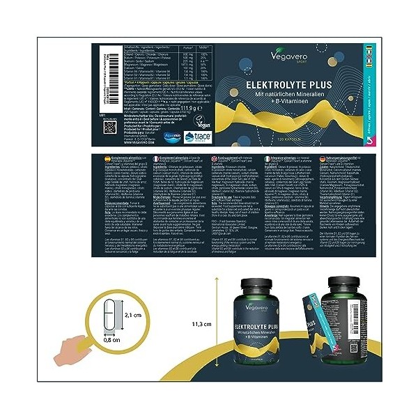 Electrolyte Complex | Sels Minéraux | Magnesium + Calcium + Potassium | Avec Vitamine B | Crampes et Fatigue Musculaire | SAN