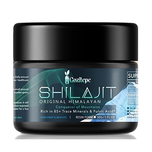 Shilajit Résine Shilajit de lHimalaya purifiée à haute puissance avec minéraux fulviques biodisponibles et acide humique, vé