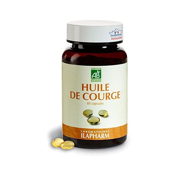 Laboratoires Ilapharm - HUILE DE PEPINS DE COURGE BIO- Prostate - Confort urinaire - Flacon de 60 gélules