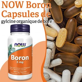 Now Foods, Boron, 3mg, 100 Capsules végétaliennes, Testé en Laboratoire, Sans Gluten, Sans Soja, Végétarien