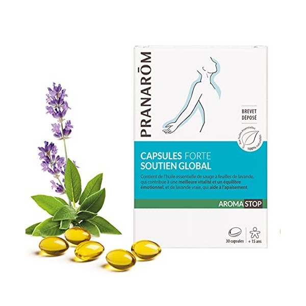 Pranarôm Aromastop Capsules Forte Soutient Global Calme et Apaise Aux Huiles Essentielles Biologiques de Lavande vraie Menthe