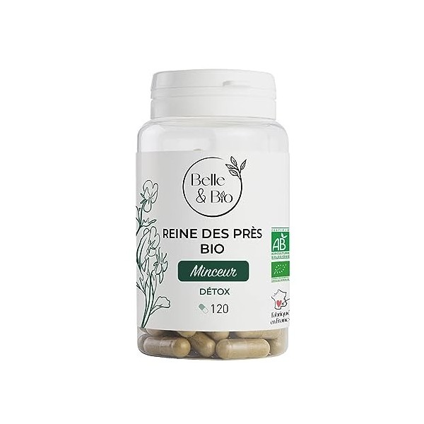 Belle&Bio Reine des Prés Bio 120 Gélules 200 Mg/Jour Détox Certifié Par Ecocert Fabriqué en France