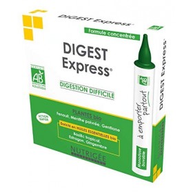 DIGEST EXPRESS BIO • Digestion difficile • Plantes BIO • Enrichi en huiles essentielles BIO • 7 ampoules • Fabriqué en France