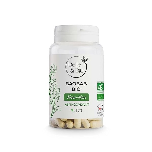 ANTIOXYDANT & SUPERFRUIT RICHE EN VITAMINES ET MINÉRAUX - Baobab Bio certifié Ecocert - 120 gélules - Cure 2 mois - Complémen