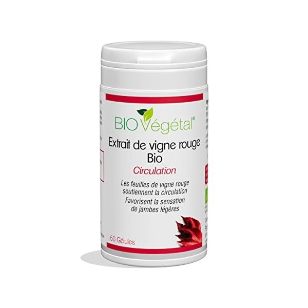 BIO Végétal Vigne Rouge Extrait - Compléments Alimentaires Circulation Sanguine Jambes Lourdes et Douloureuses - Vigne Rouge 