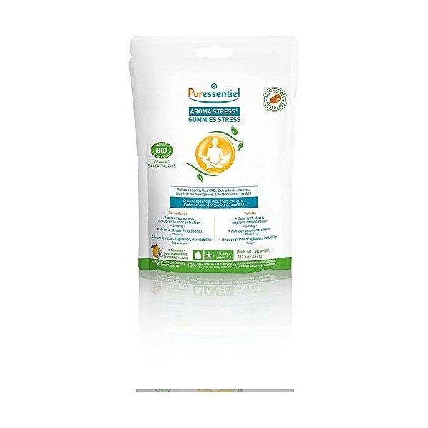 Puressentiel - Aroma Stress -Gummies Stress-Huiles essentielles bio-Aide à lutter contre le Stress et lAnxiété-Favorise la c