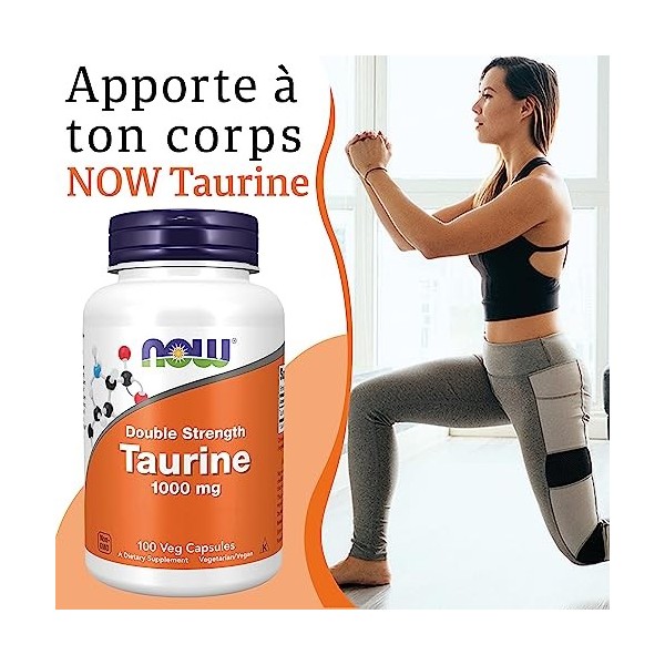 Now Foods, Taurine, Amidon Double, 1.000 mg, 100 Capsules végétaliennes, Testé en Laboratoire, Acide Aminé, Sans Gluten, Sans