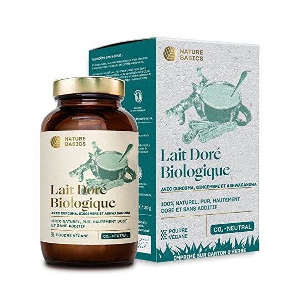 Nature Basics® Mélange dépices pour lait dor bio 180g | Golden Milk | Kurkuma Latte avec cannelle, lucuma, ashwagandha, poi