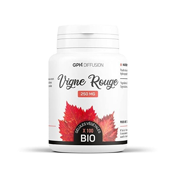 Vigne rouge feuille Bio - 100 Gélules végétales de 250 mg