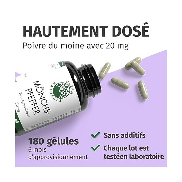 Agnuscastus - 180 capsules à 20mg dAllemagne - 100% Vegan & Sans additif