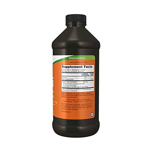 Acai concentré liquide, 16 fl oz 473 ml - Now Foods