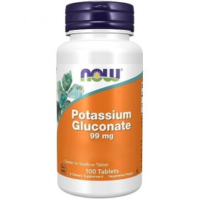 Now Foods, Potassium Gluconate Gluconate de Potassium , 99mg, 100 Comprimés végétaliens, Testé en Laboratoire, Sans Gluten, 